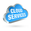 Middle Blue 3D Cloud Silver Frame "Cloud Services"