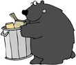 Bear Holding A Garbage Can