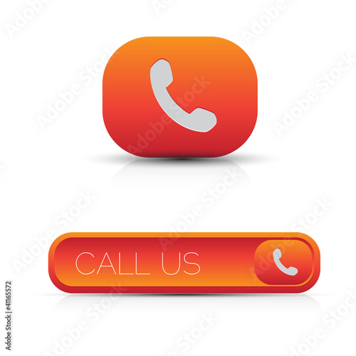 Vector: Phone call us icon button orange Phone call us icon button orange