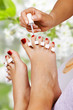 Pedicure in the spa salon in the garden