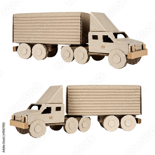 Photo: tractor trailer truck on white background tractor trailer truck on white background