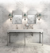 Minimal elegant luxury bathroom, olive green white marble