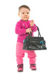 Baby with hand bag isolated on white Baby with hand bag isolated on white