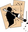 trombone player and sheet music trombone player and sheet music