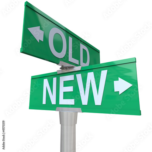 Illustration: Choose Old or New 2-Way Street Sign Pointing Arrows Choose Old or New 2-Way Street Sign Pointing Arrows