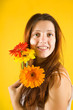 portrait of pretty girl with flowers portrait of pretty girl with flowers