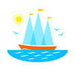 Sailboat on blue sea Sailboat on blue sea