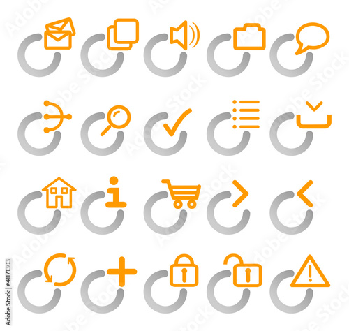 Illustration: Orange and grey web icons Orange and grey web icons