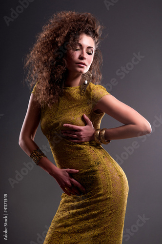 Photo: girl in a green dress girl in a green dress