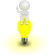 3d Man Vector sitting on lightbulb,  having an idea