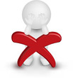 3d Man Vector leaning on red cross mark with face palm pose