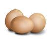 three eggs on white