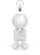 3d Man Illustrator thinking about ideas with lightbulb
