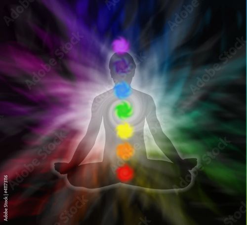 Illustration: Lotus meditation and seven chakras Lotus meditation and seven chakras