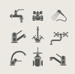 water-supply faucet mixer, tap, valve for water set icon