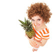 fun woman with pineapple on the white background fun woman with pineapple on the white background