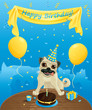 Funny birthday card  - Dogs having fun at birthday party