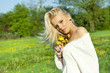 Photo: Beautiful sexy young woman outdoors, with flower Beautiful sexy young woman outdoors, with flower