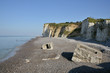 Cliffs and pebble beach of Pourville in France