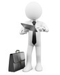 3D Businessman - Working with a tablet