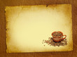 Coffee blank menu with coffee cup and beans at old paper. Coffee blank menu with coffee cup and beans at old paper.