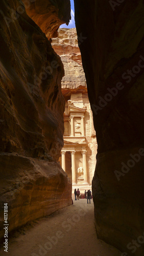 Photo: Canyon in Petra, Jordan. In the background Treasury view. Canyon in Petra, Jordan. In the background Treasury view.