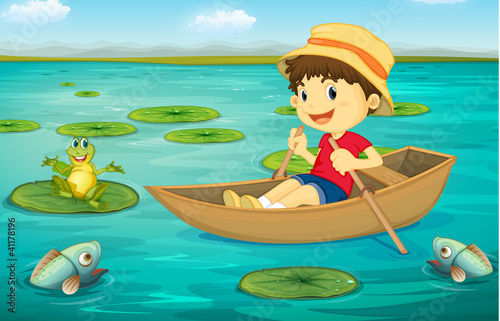 Vector: Boy in boat Boy in boat