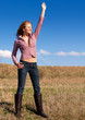 Woman waving hand
