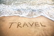 Travel word on the beach Travel word on the beach