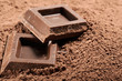 cocoa powder with chocolate blocks