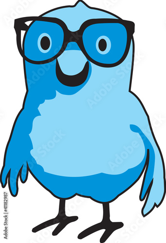 Vector: A blue bird ("Bluebert") with glasses A blue bird ("Bluebert") with glasses