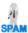 businessman magnifying glass spam