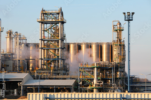 Photo: Smoke from the pipes on oil and gas refinery Smoke from the pipes on oil and gas refinery