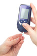 Diabetic patient measuring glucose level blood test Diabetic patient measuring glucose level blood test