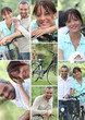 Collage of a couple with their bicycles