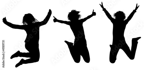 Illustration: Silhouettes of girls in a jump Silhouettes of girls in a jump