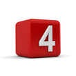 Illustration: Red 3D block with number four Red 3D block with number four