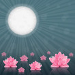 Pink Lily Flower in Black Water and Moonlight Pink Lily Flower in Black Water and Moonlight