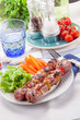 Meat Skewers with Carrots and Salad Meat Skewers with Carrots and Salad