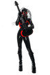 Heavy Rubber Black Latex Fetish GasMask Girl Rock Guitar