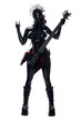 Heavy Rubber Black Latex Fetish GasMask Girl Rock Guitar