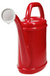 red plastic watering can