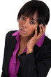black businesswoman making a call isolated on white
