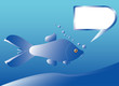 Blue fish with bubble frame for text,vector