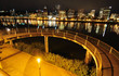 Circular walkway and portland cityscape