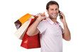 Man with bag on the phone
