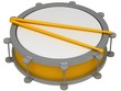 A red drum with drumsticks A red drum with drumsticks