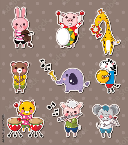 Vector: animal play music stickers animal play music stickers