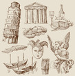 hand drawn Italy set