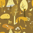 Forest and its inhabitants. Seamless pattern. vector